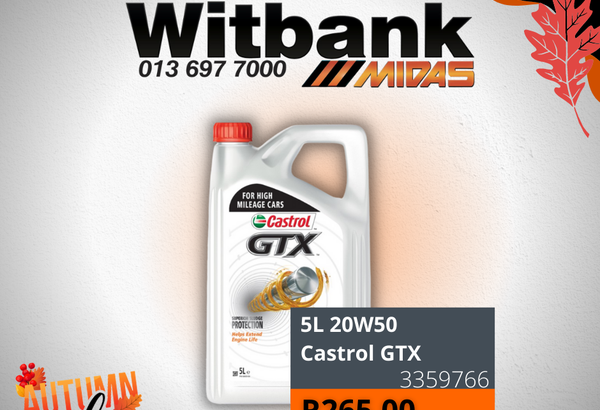 Get 5L 20W50 Castrol GTX for ONLY R265.00!