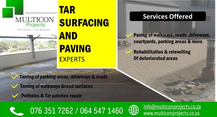 Tar surfacing and Paving installation