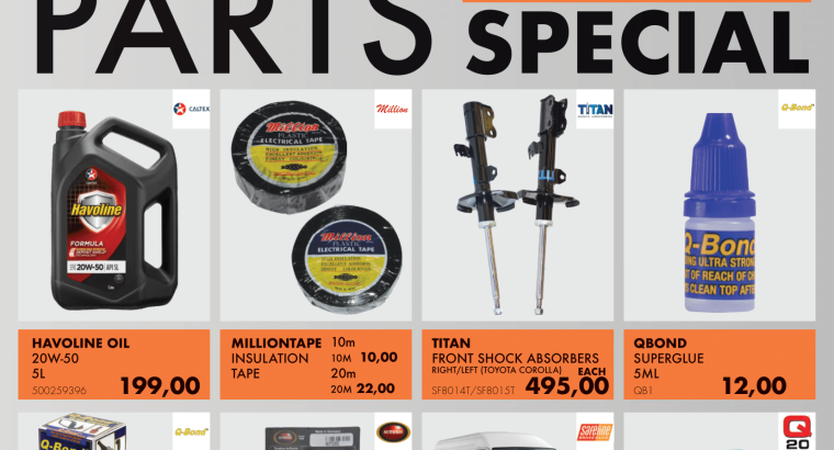 Don’t forget about our VEHICLE PARTS SPECIAL at Witbank Midas!
