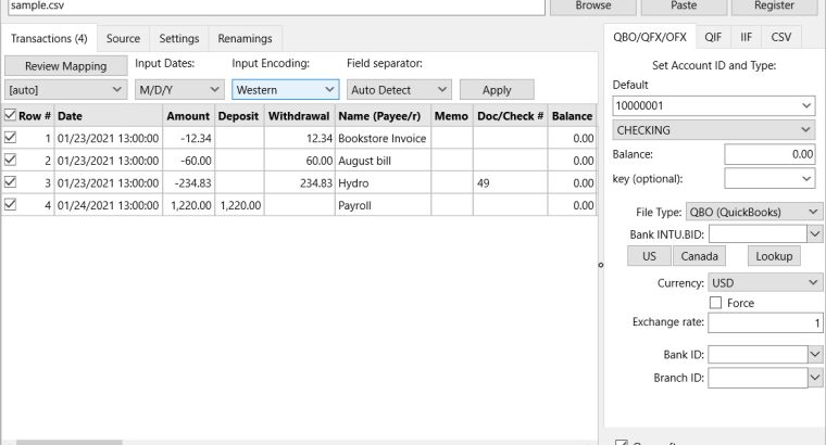 Make your transaction files importable