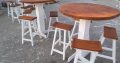 Bar stools and round tables