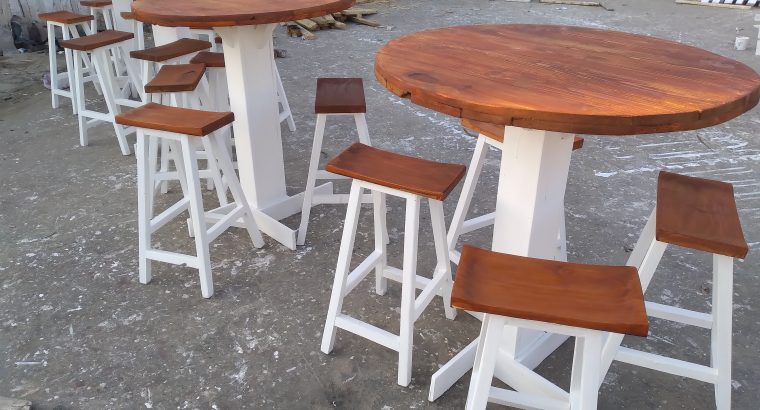 Bar stools and round tables