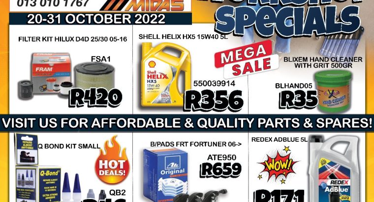 Discounter Midas Workshop Specials 20-31 October 2022