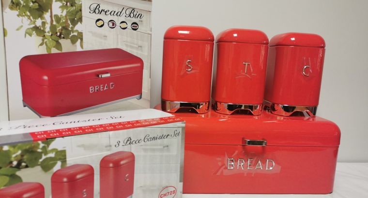 BREAD BIN WITH 3 PIECE CANISTER SET