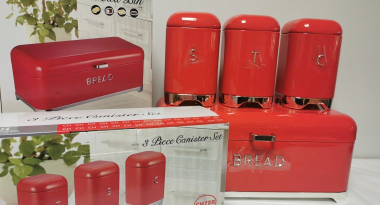 BREAD BIN WITH 3 PIECE CANISTER SET