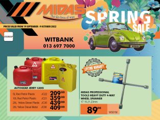 Jerry Cans & Tools available at great prices at Midas Witbank!