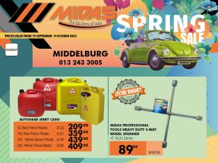 Jerry Cans & Tools available at great prices at Middelburg Midas!