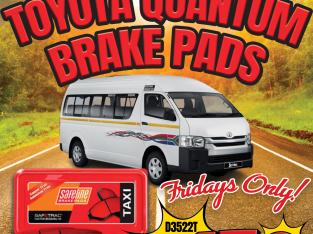Get Toyota Quantum brake pads for ONLY R170.00 FRIDAYS ONLY!