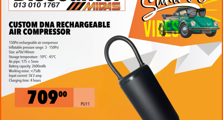 Get a Custom DNA rechargeable air compressor ONLY R709.00!