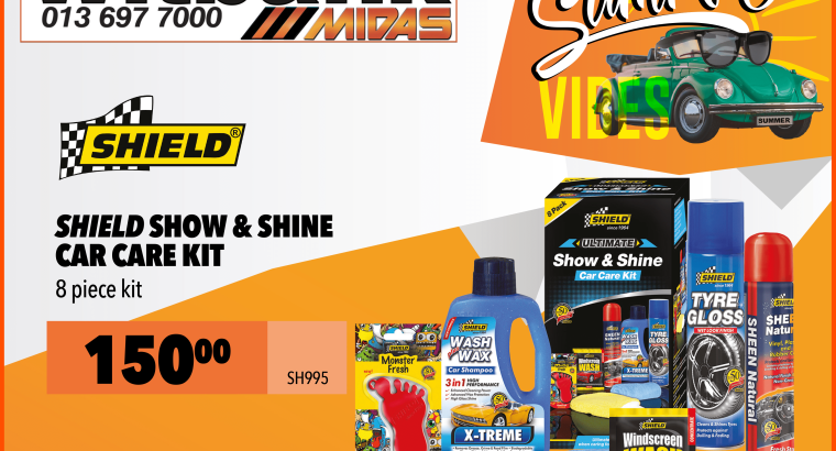8 piece shield show & shine car care kit for only R150.00!