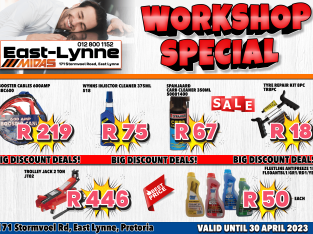 East-Lynne Midas Workshop Special valid until 30 April 2023