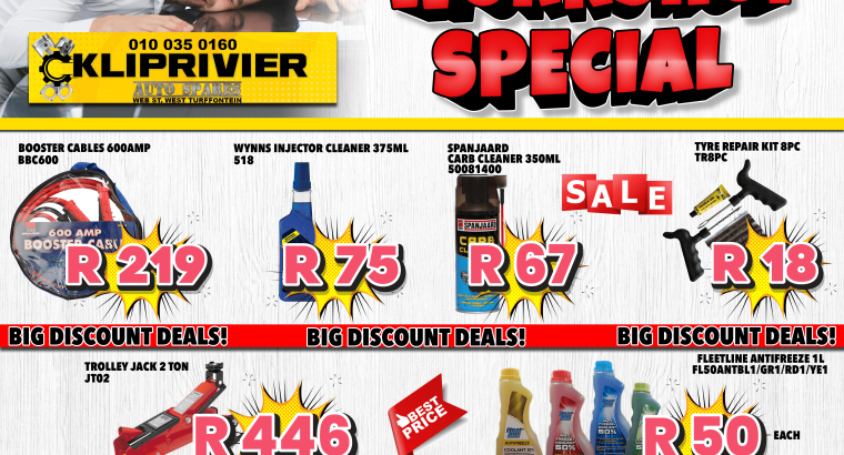 Kliprivier Auto Spares Workshop Special valid until 30 April 2023