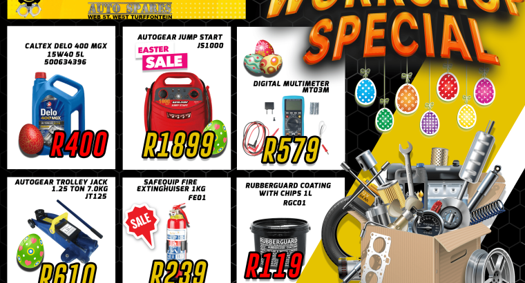Workshop Special Kliprivier Auto Spares valid until 16 April 2023