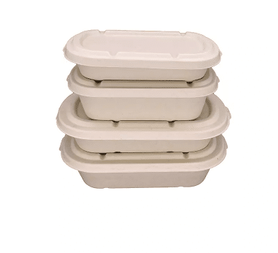 500ML 700ML 850ML 1000ML Compostable Bagasse Bento Box with Lid