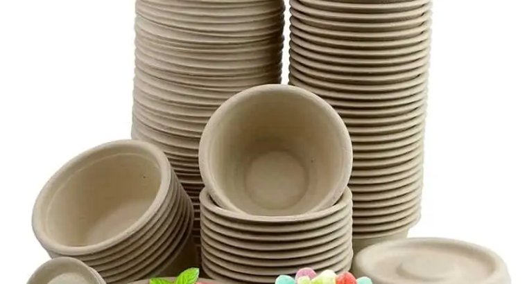 2-4 OZ disposable sugarcane bagasse chili soy sauce cup with lid
