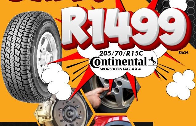 Get 205/70/R15C Continental Worldcontact 4 X 4 for ONLY R1499.00