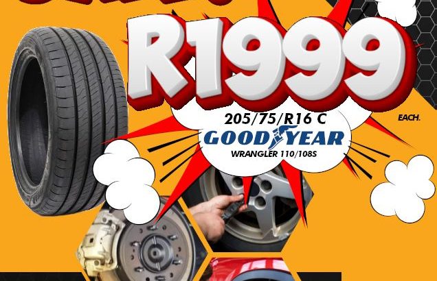 Get 205/75/R16C Goodyear wrangler 110/108S for ONLY R1999.00 each