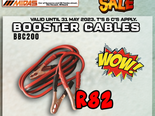 MAY MADNESS SALE! Booster cables 200AMP ONLY R82!