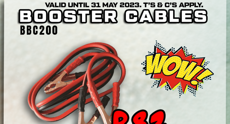 MAY MADNESS SALE! Booster cables 200AMP ONLY R82!
