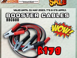 Booster cables 600AMP ONLY R179 at Discounter Midas!