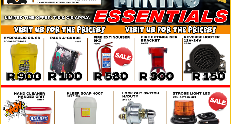 MINING ESSENTIALS available at Downtown Spares!