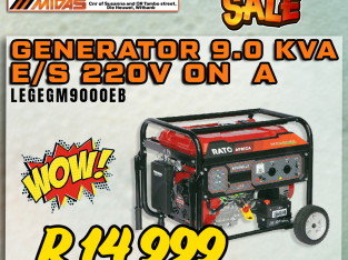 Generator 9.0 KVA E/S 220V on wheels ONLY R14 999!