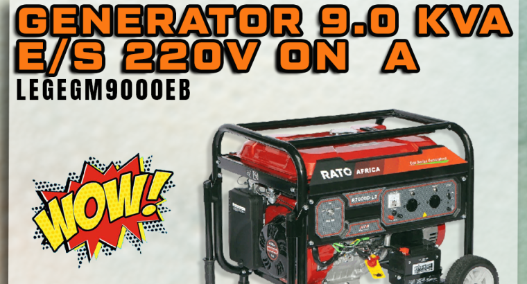 Generator 9.0 KVA E/S 220V on wheels ONLY R14 999!
