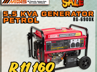 MAY MADNESS SALE! Ryobi Generator 5.5 KVA Petrol ONLY R11 160!
