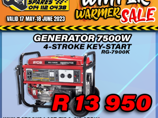 Generator 7500W 4-stroke key-start ONLY R13 950!