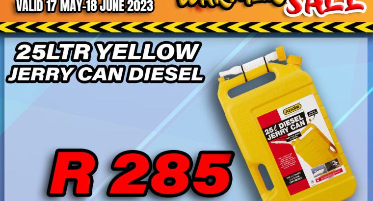 25L Yellow Jerry Can Diesel ONLY R285 at Modimolle Spares!