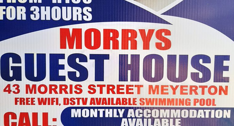 Morrys Guesthouse Meyerton 0817846033